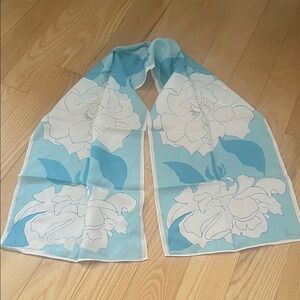 Vera Vintage Acetate Scarf Floral Motif Tiffany Blue